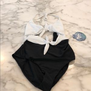 Show Me Your Mumu Black & White Tie One Piece